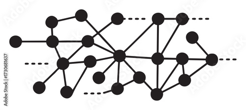 Abstract black dot network diagram with interconnected nodes and lines - stock vector