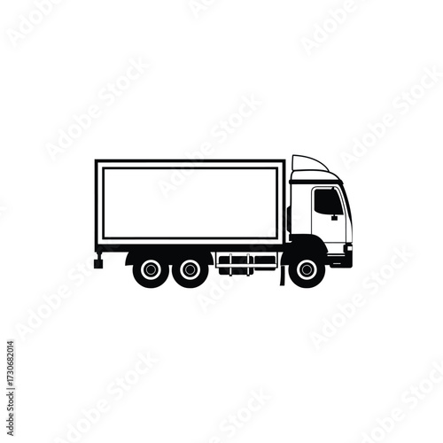 Black And White Delivery Truck Silhouette With Transparent Background Design
