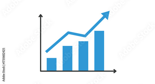 Growth chart with increasing bars and a rising line silhouette