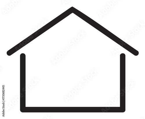 Minimalist black house outline with simple roof design - stock vector