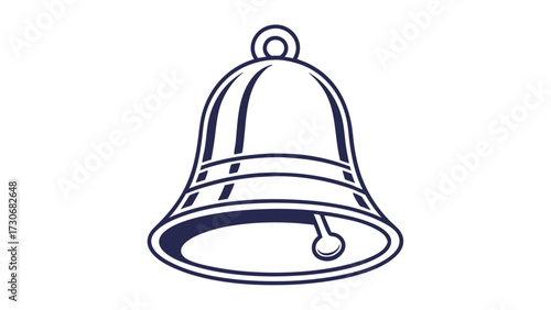 Dark blue outline of a bell on a white background ringing