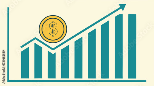 Financial growth chart with coin finance graph