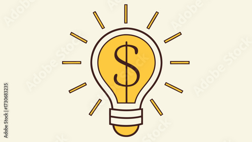 Light bulb with dollar sign inside money finance