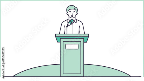 Man Speaking at a Podium with Microphone speaker speech