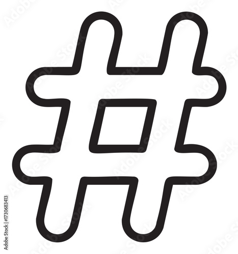 Bold black hashtag symbol on white background - stock vector