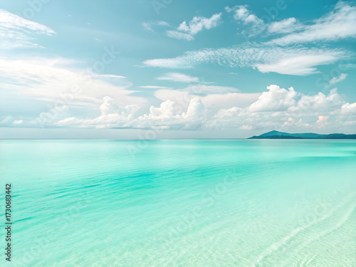 Wallpaper Mural Tranquil tropical seascape with clear turquoise lagoon water extending to the horizon under a bright summer sky Torontodigital.ca