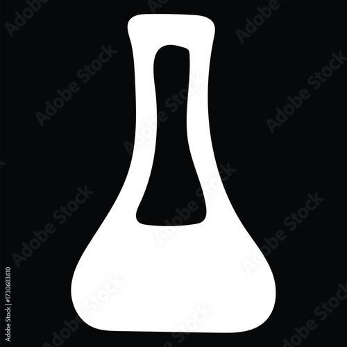 White Silhouette Of A Laboratory Flask On A Black Background science experiment