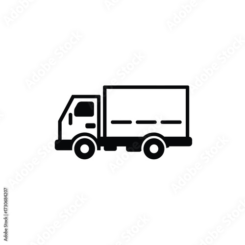 Black Silhouette Truck, Automobile on Transparent Background Isolated Delivery Vehicle Icon