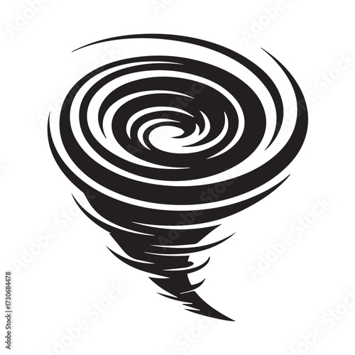 Black tornado swirl icon isolated on white background technology background