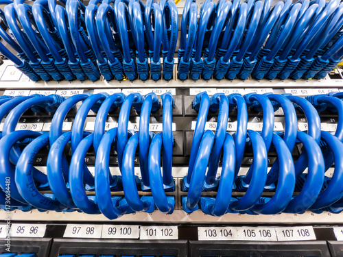 Network cables connected to a server