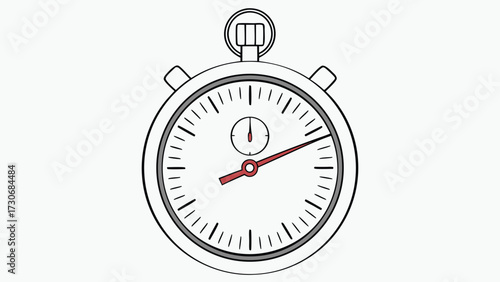 Stopwatch with red second hand timer time