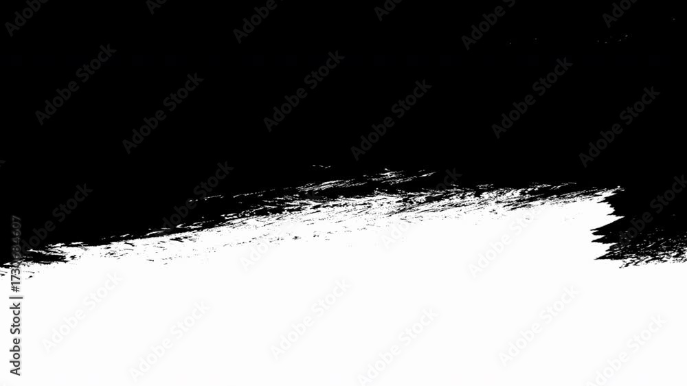 Ink brush transition with black paint stroke and liquid texture for artistic video editing