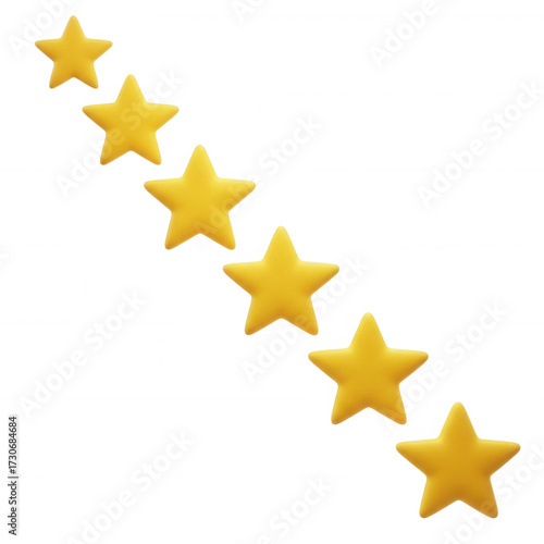 Yellow stars arranged diagonally against black isolated on a transparent background shapes objects