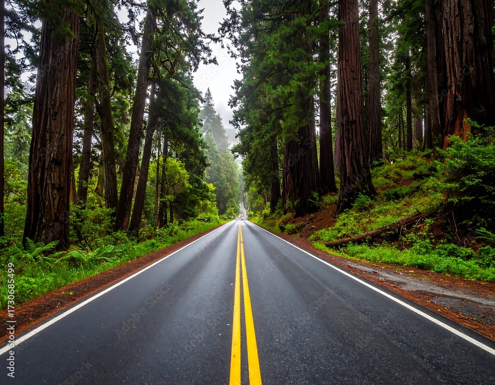Obraz premium Redwood forest road