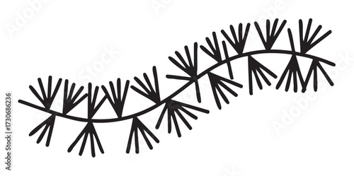 Abstract geometric black line pattern with triangular shapes on white background - stock vector