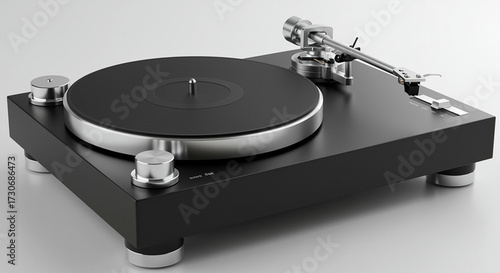 Tableau sur toile Sleek black turntable with silver accents for audiophile listening pleasure