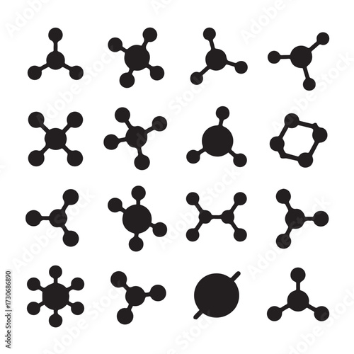 Collection of various molecular structures and chemical bonds, isolated on white background technology background