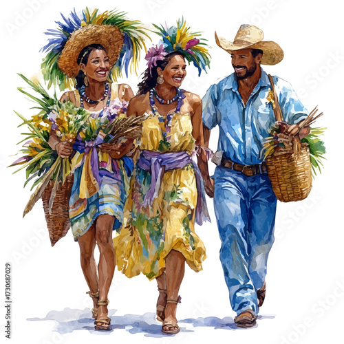watercolor vector of Rio Coastal Parade, isolated on a white background.