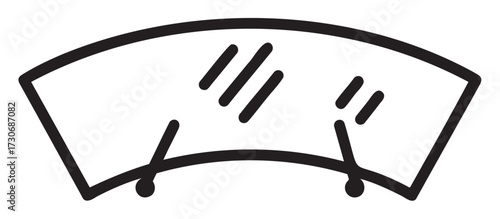 Iconic windshield with wipers and rain droplets symbol - stock vector