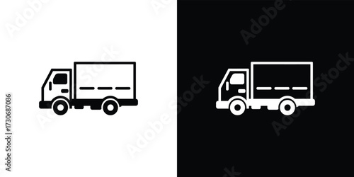 Delivery Truck Icon, Outline Style, Simple Transportation Symbol, Commercial Vehicle