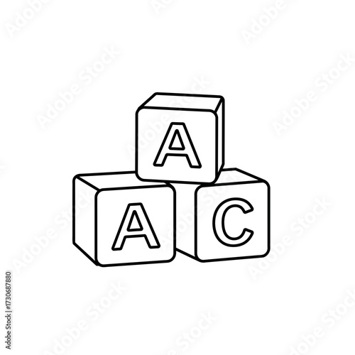 ABC Alphabet Blocks Icon – Educational Toy Building Cubes for Kids