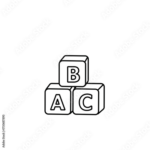 ABC Alphabet Blocks Icon – Educational Toy Building Cubes for Kids