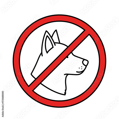 No Dogs Allowed Sign – Red Circle Crossed Out Dog Silhouette