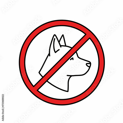 No Dogs Allowed Sign – Red Circle Crossed Out Dog Silhouette