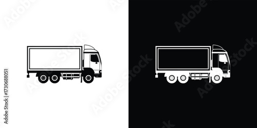 Delivery Vehicle Silhouette Semi Truck with Trailer on Transparent Background
