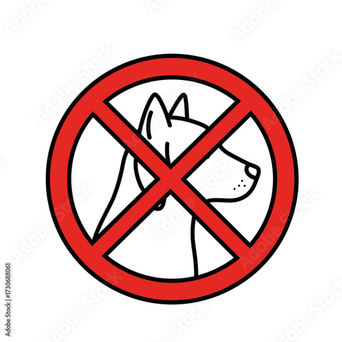 No Dogs Allowed Sign – Red Circle Crossed Out Dog Silhouette