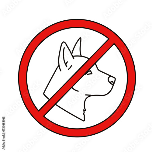 No Dogs Allowed Sign – Red Circle Crossed Out Dog Silhouette