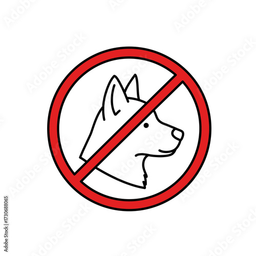 No Dogs Allowed Sign – Red Circle Crossed Out Dog Silhouette