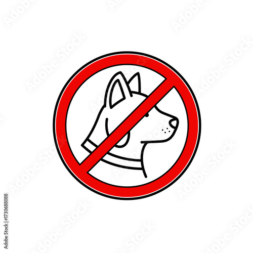 No Dogs Allowed Sign – Red Circle Crossed Out Dog Silhouette