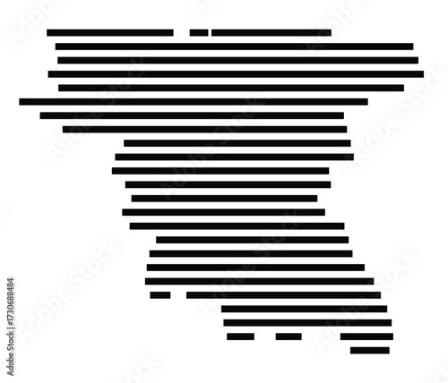 Symbol Map of the city Taufkirchen (Bayern, Germany) showing the area of the city with just a few black horizontal lines