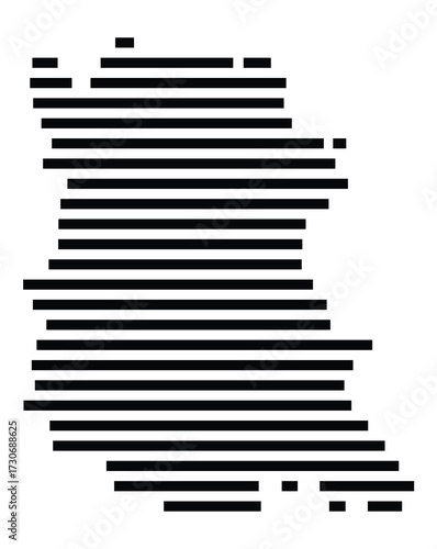 Symbol Map of the city Waldkirchen (Bayern, Germany) showing the area of the city with just a few black horizontal lines