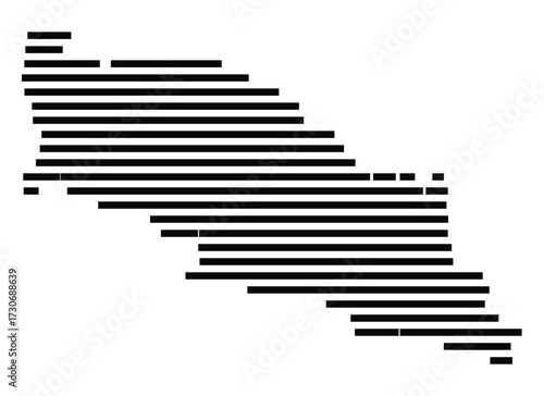 Symbol Map of the city Weilheim i.OB (Bayern, Germany) showing the area of the city with just a few black horizontal lines