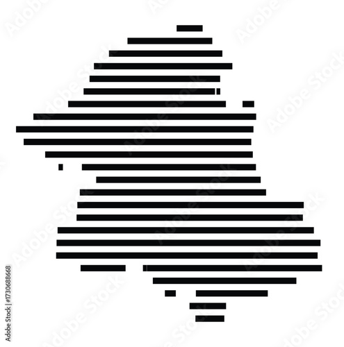 Symbol Map of the city Angermünde (Brandenburg, Germany) showing the area of the city with just a few black horizontal lines