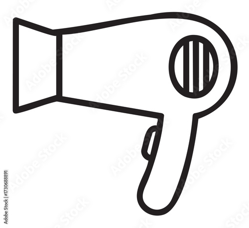 Simple black and white hair dryer icon line art illustration - stock vector