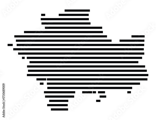 Symbol Map of the city Muldestausee (Sachsen-Anhalt, Germany) showing the area of the city with just a few black horizontal lines