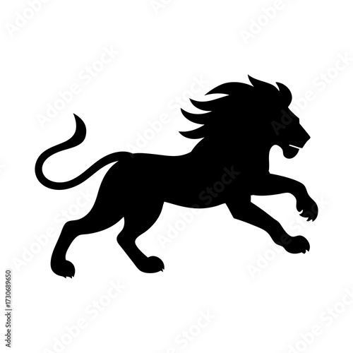 running lion silhouette