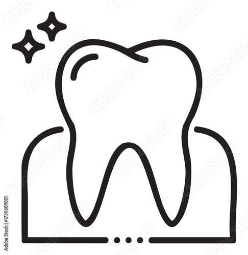 Dental health icon with tooth and sparkles for oral care representation - stock vector