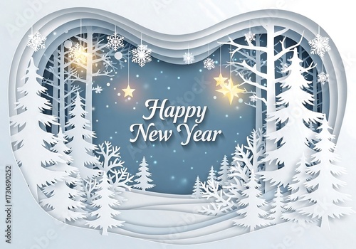 Elegant Paper Craft Design for Happy New Year Greeting
