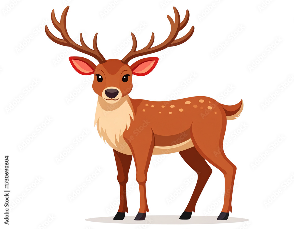 Obraz premium Flat Vector Illustration of Holiday Reindeer, Transparent Background