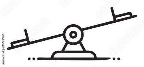Minimalist line drawing of a seesaw on white background - stock vector
