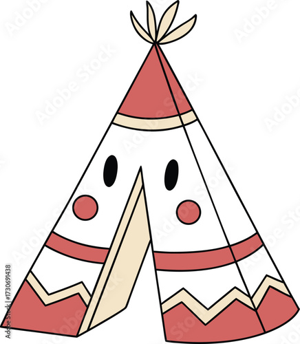 Stylized teepee native american dwelling symbol of the plains tribes iconic design isolated on transparent background