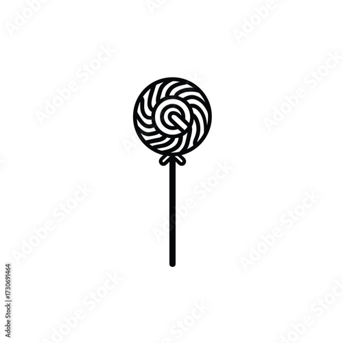 Isolated Round Swirl Lollipop Design with Bow and Stick on Transparent Background
