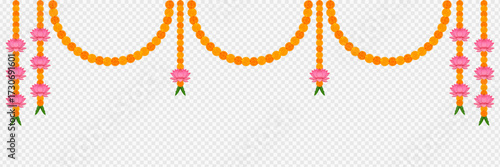 Marigold, Dhanteras. Marigold Flower. Garlands Decoration, Durga Puja, Onam. Vector marigold. Karwa Chauth. Garlands Decor, Durga Puja Sale, Frame. Ganesh Chaturthi, Border, Navratri. Saraswati puja, 