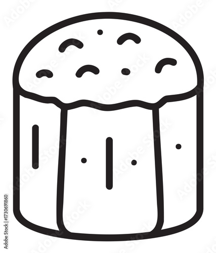 Italian panettone icon in black and white outline style - stock vector