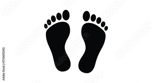 Two black footprints displayed on a white background silhouette