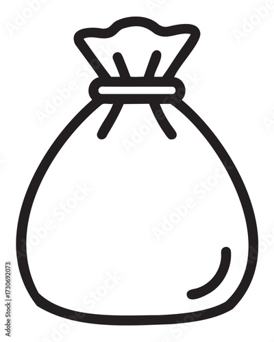 Simple line drawing of a money bag with drawstring closure - stock vector